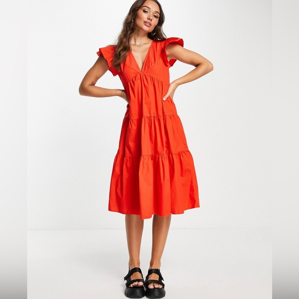 Vero Moda Vibrant Orange Midi Dress